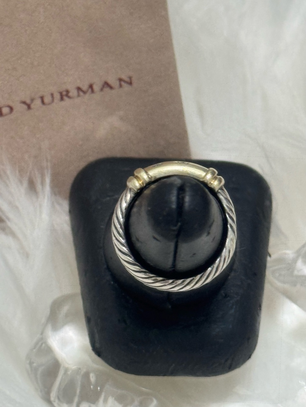 David Yurman .925 14K Gold Four (4) Diamond Metro Cable Ring Sz 6 - Picture 6 of 12